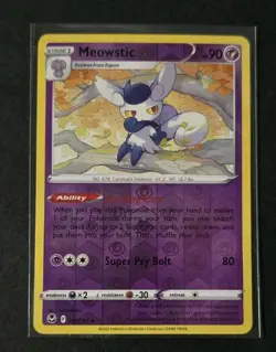 Meowstic 082/195 - REVERSE HOLO - Silver Tempest - Pokemon - NM/M - Image 1