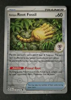 ANTIQUE ROOT FOSSIL 130/142 POKEMON, SV STELLAR CROWN REVERSE HOLO COMMON ENG - Image 1