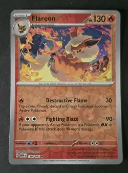 Reverse Holo Flareon #136/165 Rare SV: Scarlet & Violet 151 Pokemon - Image 1