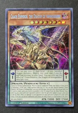 YuGiOh! Chaos Emperor, The Dragon of Armageddon BLAR-EN051 Secret Rare 1st Ed - Image 1