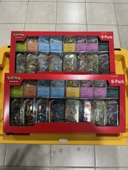 Pokemon Prismatic Evolution Costco 8 Mini-Tin Bundle w/ Promo Cards x 2 SEALED - Image 1