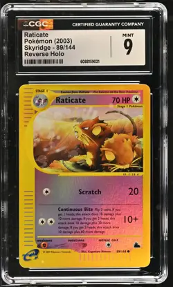 CGC 9 MINT Raticate 2003 Skyridge 89/144 Reverse Holo Pokemon Card - Image 1