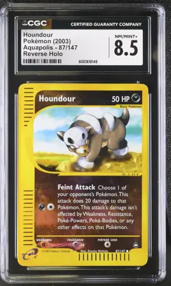 CGC 8.5 Houndour 2003 Aquapolis 87/147 Reverse Holo Pokemon Card - Image 1