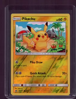 2017 Pokemon Crimson Invasion Pikachu Reverse Holo Common Card 30/111 - Image 1