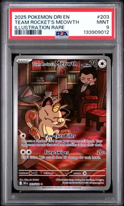 Pokemon TCG Team Rocket's Meowth Destined Rivals 203/182 PSA 9 Mint Graded Card - Image 1