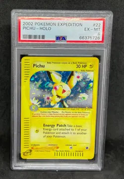 2002 Pokemon E Series Expedition Pichu 22/165 WOTC Vintage Holo Foil Rare PSA 6 - Image 1