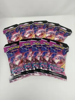 10x Pokemon TCG Fusion Strike Sleeved Factory Sealed Pack - Mew Artwork - Image 1