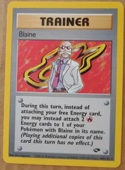 Blaine 100/132 Rare Gym Challenge Non-Holo Trainer Pokemon NM/LP - Image 1