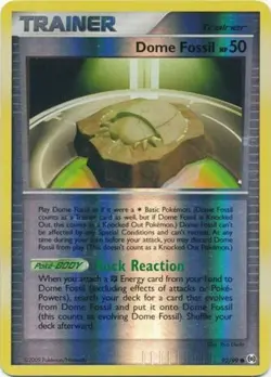 Dome Fossil 92/99 Reverse Holo Platinum Arceus Pokemon Card LP - Image 1