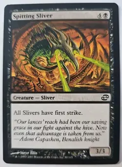 MTG Magic The Gathering Card Spitting Sliver Creature Sliver Black Planar Chaos - Image 1