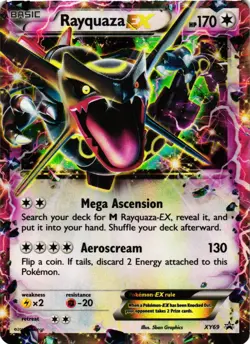 Pokemon TCG Rayquaza EX Shiny Holo Black Star Promo Card XY69 DMG - Image 1