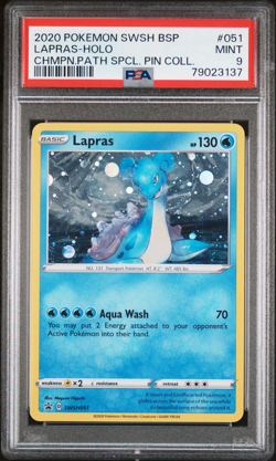 2020 Pokemon Sword & Shield Promos Lapras Cosmos Holo SWSH051 PSA 9 Mint - Image 1