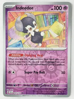 REVERSE HOLO Indeedee 093/191 NM / M Surging Sparks Pokemon Card - Sekio Art - Image 1