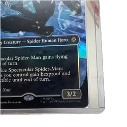 MTG Spider-Man Spectacular Spider-Man 0235 Borderless Textured Foil Black Suit - Image 2