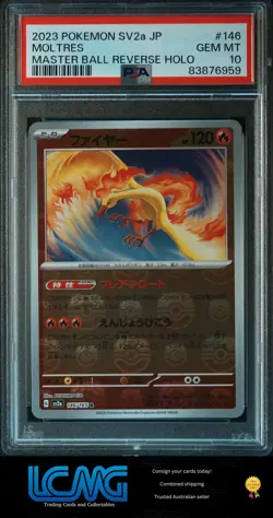 2023 Pokemon Japanese Pokemon 151 #146 Moltres Master Ball Reverse Holo PSA 10 - Image 1