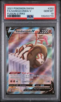 PSA 10 GEM MINT Pokemon Fusion Strike Sandaconda V 252/264 Alt Art Rare Holo - Image 1