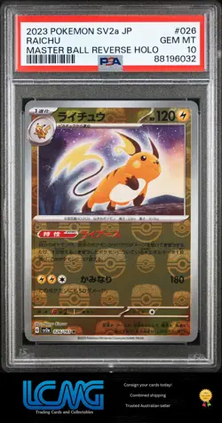 2023 Pokemon Japanese 151 #026 Raichu Master Ball Reverse Holo PSA 10 - Image 1