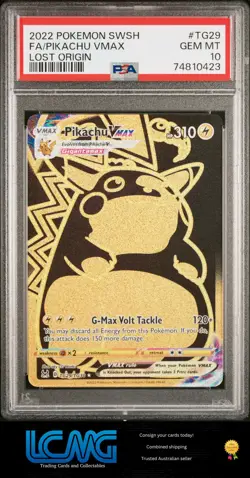 2022 Pokemon Sword & Shield Lost Origin #TG29 Full Art Pikachu Vmax PSA 10 - Image 1