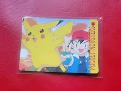 Pikachu Ash Pokemon 1996 Pocket Monsters Vending Sticker Card Prizm Rare #21 - Image 2
