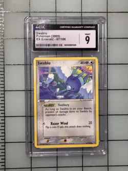CGC 9 Mint (2005) Swablu 67/106 EX Emerald Pokemon Card - Image 1