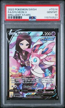 2022 POKEMON SWORD & SHIELD BRILLIANT STARS TG14 FULL ART SYLVEON V PSA 10 - Image 1