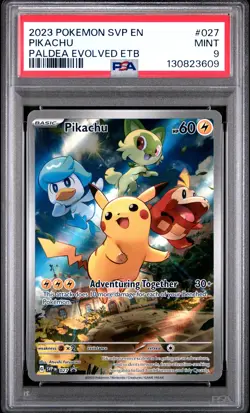 2023 Pokemon SVP Black Star Promo #027 Pikachu Paldea Evolved ETB PSA 9 MINT - Image 1