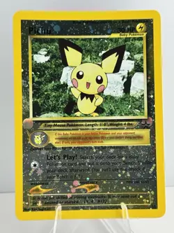 2001 Pokemon Black Star Promo #35 Pichu reverse foil holo Pokemon league LP/NM - Image 1