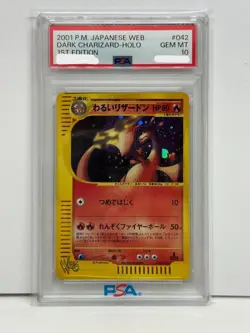PSA10 Dark Charizard Holo 1ED web 042/048 2001 Pokemon Japanese Card Web GEMMT - Image 1