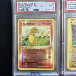 Pokemon Set 2016 Evolutions PIKACHU & Charmander PSA 8/ 9 Iconic Pair # 9 #35 - Image 2