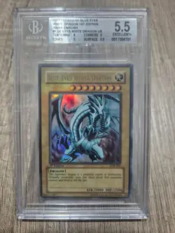 Yu-gi-oh BGS/Beckett LOB-001 1st edition Asian english Blue eyes white dragon - Image 1