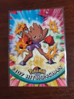 Topps Pokemon Hitmonchan #107 1999 TV Animation Edition Non Holo Blue Logo - Image 1