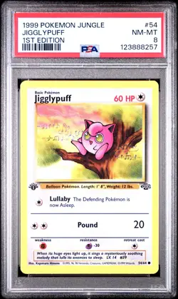 1999 POKEMON JUNGLE 1ST ED #54 JIGGLYPUFF PSA 8 - Image 1