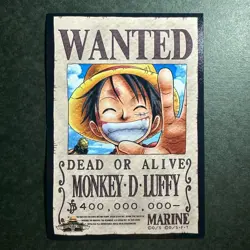 J055 Luffy WANTED Japanese One Piece Mugiwara Store Bromide Card 5" x 3" - Image 1
