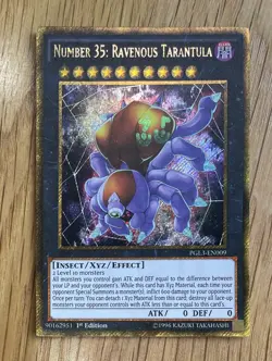 Yugioh Number 35: Ravenous Tarantula PGL3-EN009 Gold Secret Rare 1st Edition NM - Image 1
