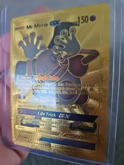 Mr. Mime GX Gold Foil Fan Art Vinyl Textured Collector Pokemon Card - Image 4