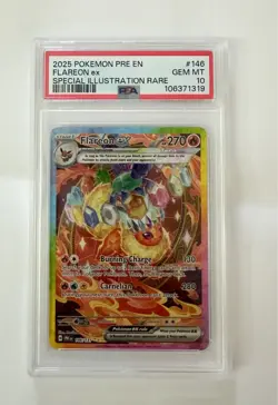 Pokemon TCG Prismatic Evolutions Flareon EX Card 146/131 PSA 10 - Image 1