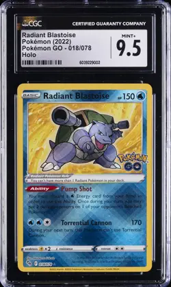 2022 POKEMON POKEMON GO HOLO #018/078 RADIANT BLASTOISE CGC 9.5 - Image 1