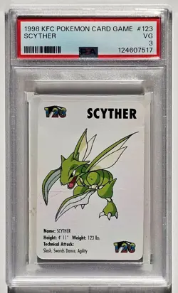 Scyther 1998 KFC Pokemon Card Game Card #123 Graded PSA 3 - Image 1