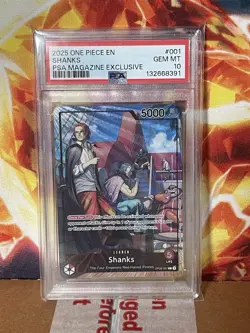 Shanks (2025 PSA Magazine Promo) OP09-001 One Piece Promotion Cards Foil PSA 10 - Image 1