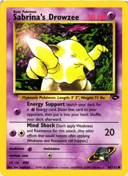 Pokemon TCG Gym Challenge Sabrina's Drowzee Common Card 95/132 VLP - Image 1