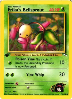 Pokemon TCG Erika's Bellsprout Gym Heroes 75/132 Regular 1st Edition Common VLP - Image 1
