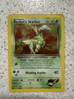 Pokemon TCG Rocket's Scyther Holo Rare Card 13/132 Gym Heroes Unlimited - Image 1