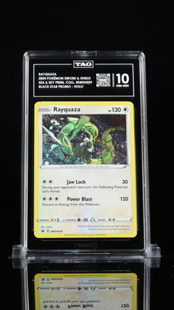 2020 Pokemon SWSH029 Rayquaza Black Star Promo Cosmos Holo TAG 10 Gem Mint PSA - Image 1