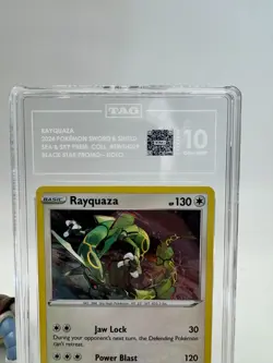 2020 Pokemon SWSH029 Rayquaza Black Star Promo Cosmos Holo TAG 10 Gem Mint PSA - Image 5