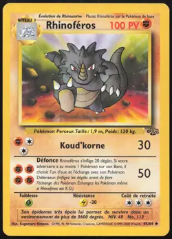 Carte Pokemon Rhinoferos 45/64 Jungle Francais - Image 1