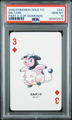 2000 POKEMON GOLD VERSION PART 2 PLAYING CARDS 3 OF DIAMONDS #241 MILTANK PSA 10 - Image 1