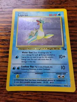 PL* - Lapras 10/62 Fossil Set Holo Foil Rare Vintage 1999 Pokemon CARD - Image 1
