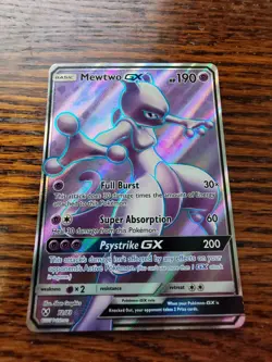MEWTWO GX 72/73 Full Art Shining Legends Ultra Rare Pokemon Card MP! - Image 1