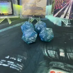 All 4 Die MTG Final Fantasy D20 Spindown Die Blue Crystal MTG Gift Bundle - Image 1