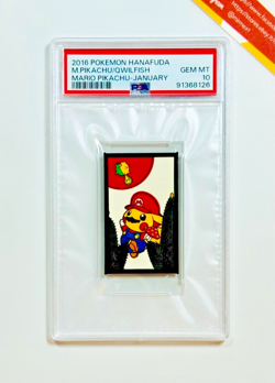 Pokemon PSA 10 Mario Pikachu & Qwilfish Hanafuda Mario January 2016 Japanese - Image 1